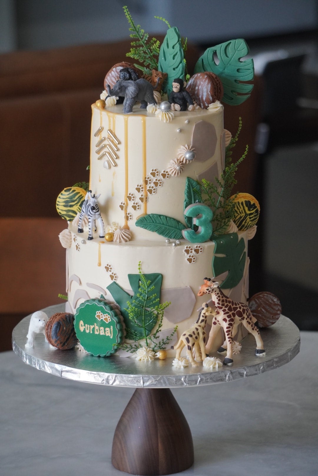 Jungle Safari Theme Cake Custom Animal And Macaron Designs Kinni Cakery